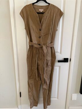 Knox Rose Tan Utility Belted Jumpsuit